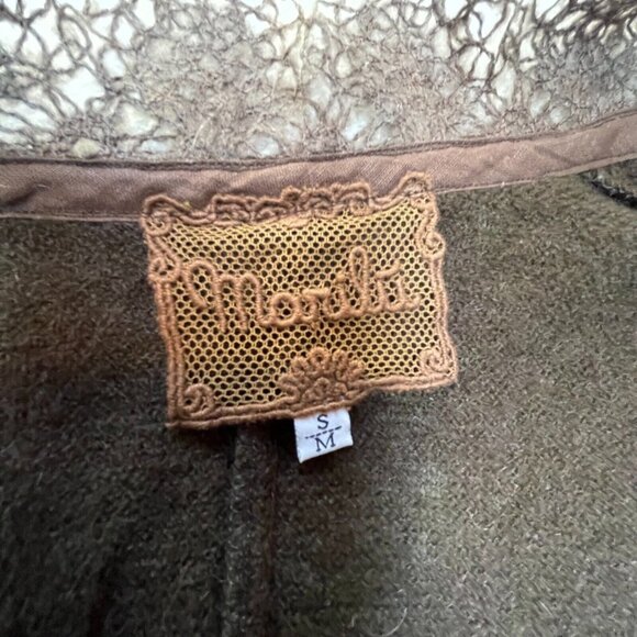 Marilu Women Wool Embroidered Lace Trim Blazer Jacket Size S/M Brown Boho Floral - Picture 5 of 8